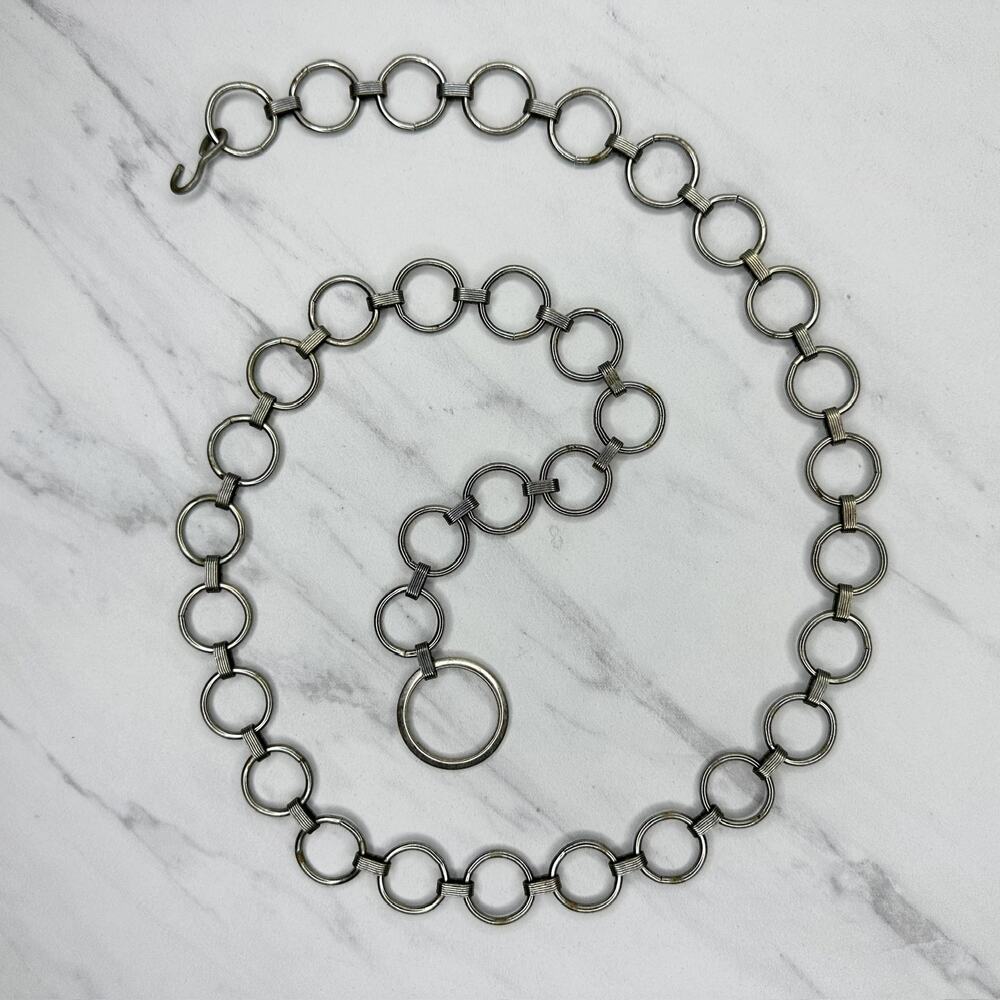 Vintage Open Hoop Silver Tone Chain Link Belt Extra Small/Small (XS/S) ✨